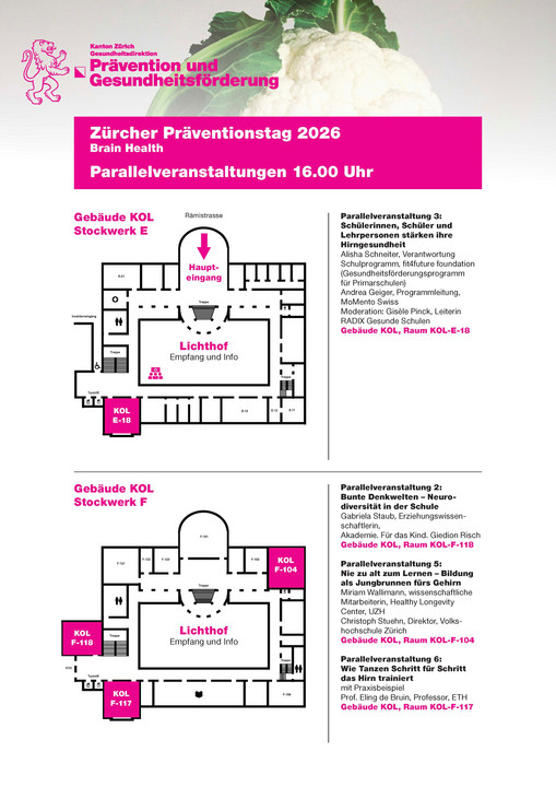 Raumplan Stockwerke E und F